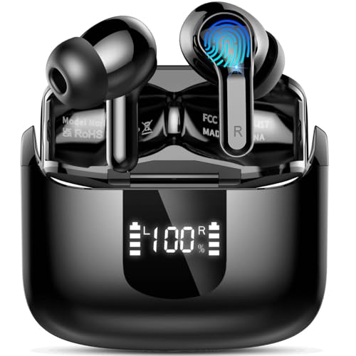 Wireless Earbuds, Bluetooth 5.3 Headphones 2024 .ENC Noise Cancelling Mic Ear buds, 40H Deep Bass Wireless Waterproof Bluetooth Earphones