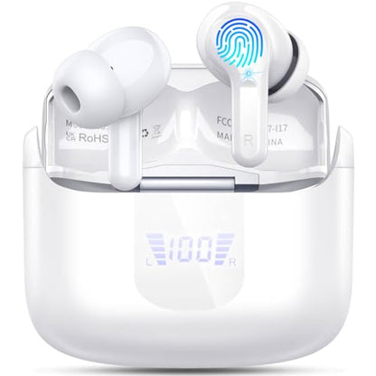 Wireless Earbuds, Bluetooth 5.3 Headphones 2024 .ENC Noise Cancelling Mic Ear buds, 40H Deep Bass Wireless Waterproof Bluetooth Earphones
