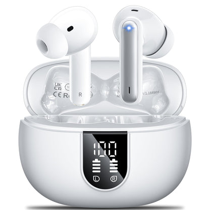 Wireless Earbuds,Earphones Bluetooth 5.3 in Ear with 4 Mic ENC Calls Noise Cancelling Wireless Headphones Mini LED Display HiFi Stereo 42H Playtime Bluetooth Earbuds Touch Control