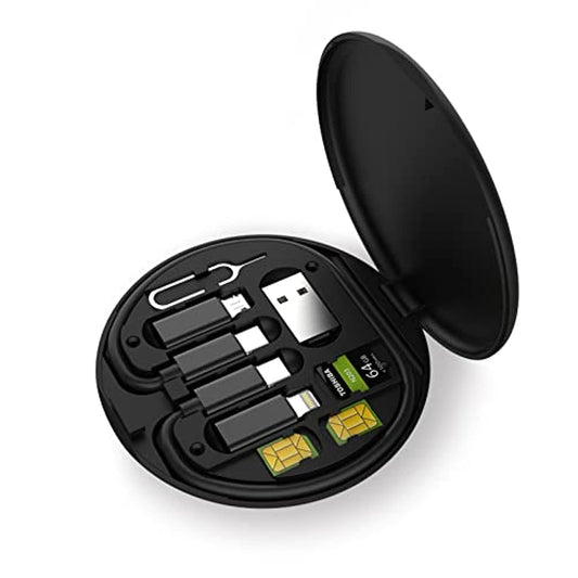 ZALUJMUS Multifunctional Data Cable Storage Box Adaptor for Lightning,USB-C and Micro-USB Devices Universal Data Transfer Cable