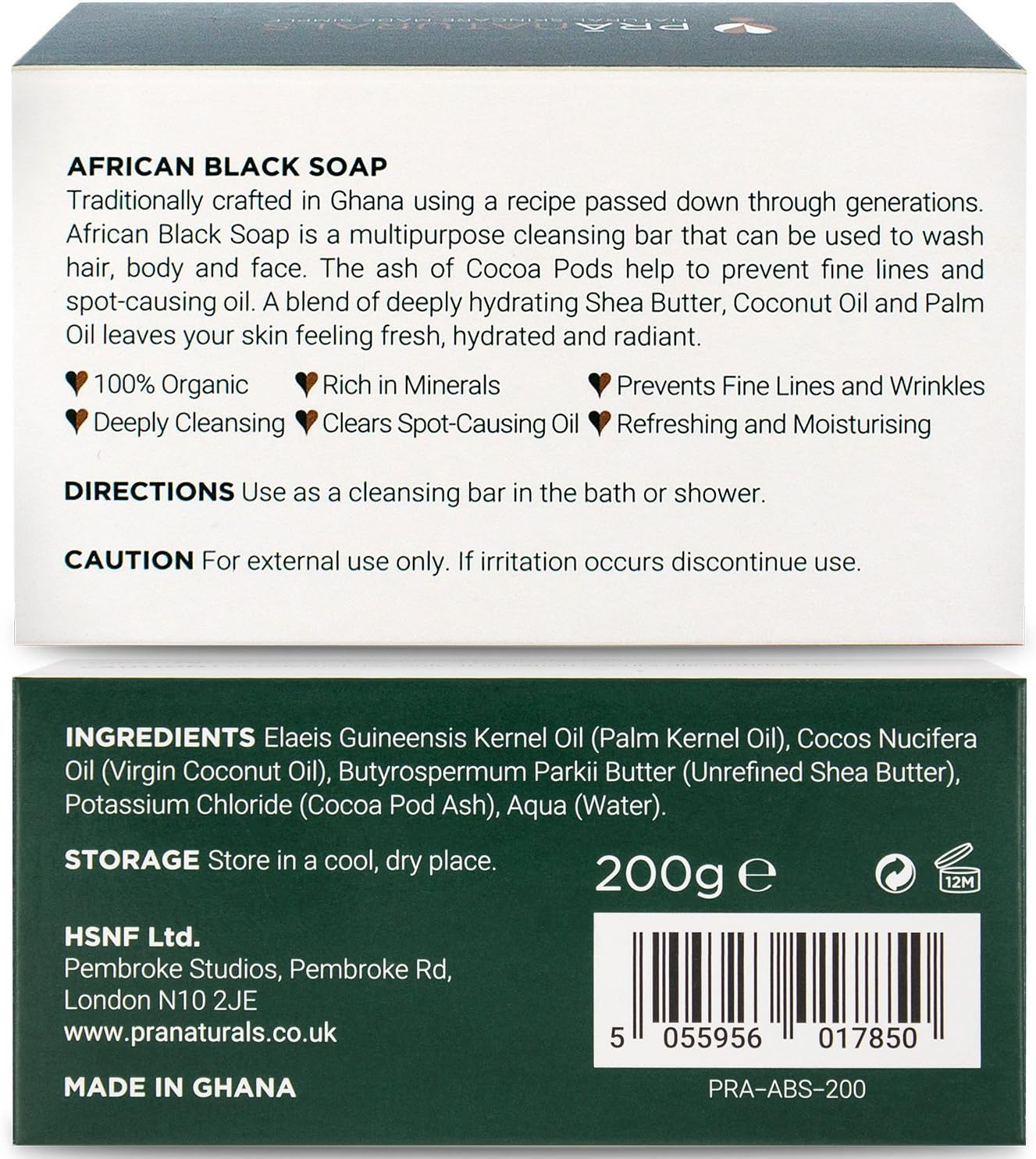 Organic Raw African Black Soap 200G, Ethically Sourced Hand Pranaturals 100%