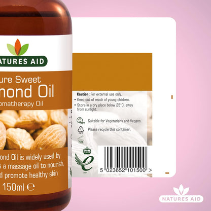 Natures Aid Almond Oil, Pure, Sweet Almond Oil, Massage Oil, Suited to Dry, Sens