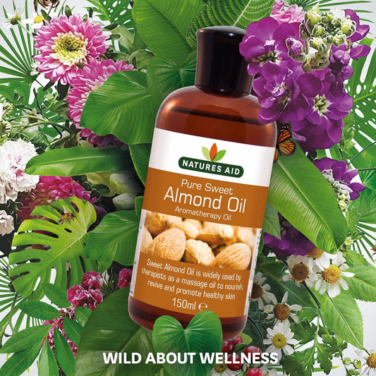 Natures Aid Almond Oil, Pure, Sweet Almond Oil, Massage Oil, Suited to Dry, Sens