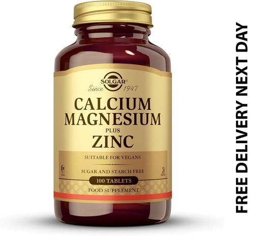 Calcium Magnesium Plus Zinc Tablets Solgar Pack of 100 Healthy Bones, Teeth