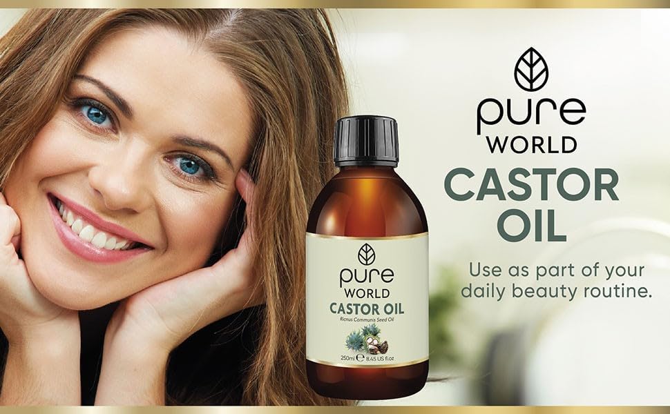 Pure World Natural Castor Oil 250ML Cold,& Freshly Pressed 100% Pure and Undiluted Hexane Free Nourish Your Skin and Hair Eyebrows, Nails, Beard, Hair, Eyelash Growth.