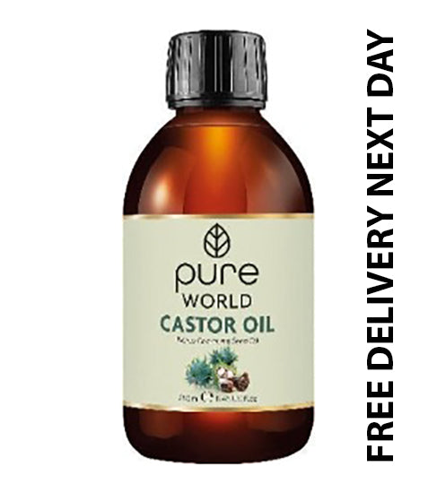 Pure World Natural Castor Oil 250ML Cold,& Freshly Pressed 100% Pure Nourish Skin Hair Eyebrows, Nails, Beard, Hair, Eyelash Growth.