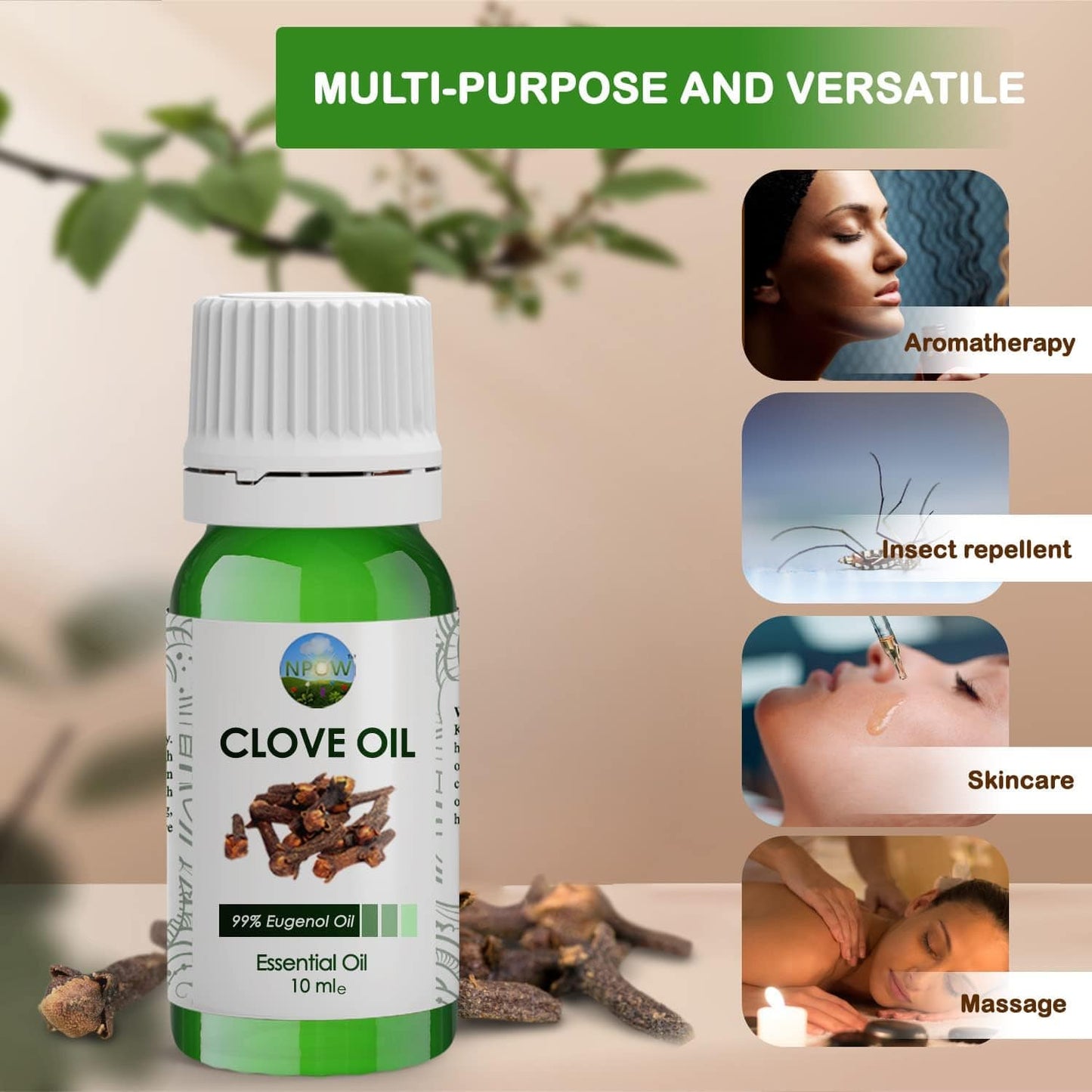 Clove Oil for Toothache Pain Relief, Cloves Oil - Tooth Pain Relief, Gum Pain, Essential Oil, Clove Oil for Teeth, Skin - 10ml