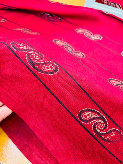 Burgundy Red Mixed Cotton Hijab with Golden Print Bold,Elegant, Comfortable 1 PC
