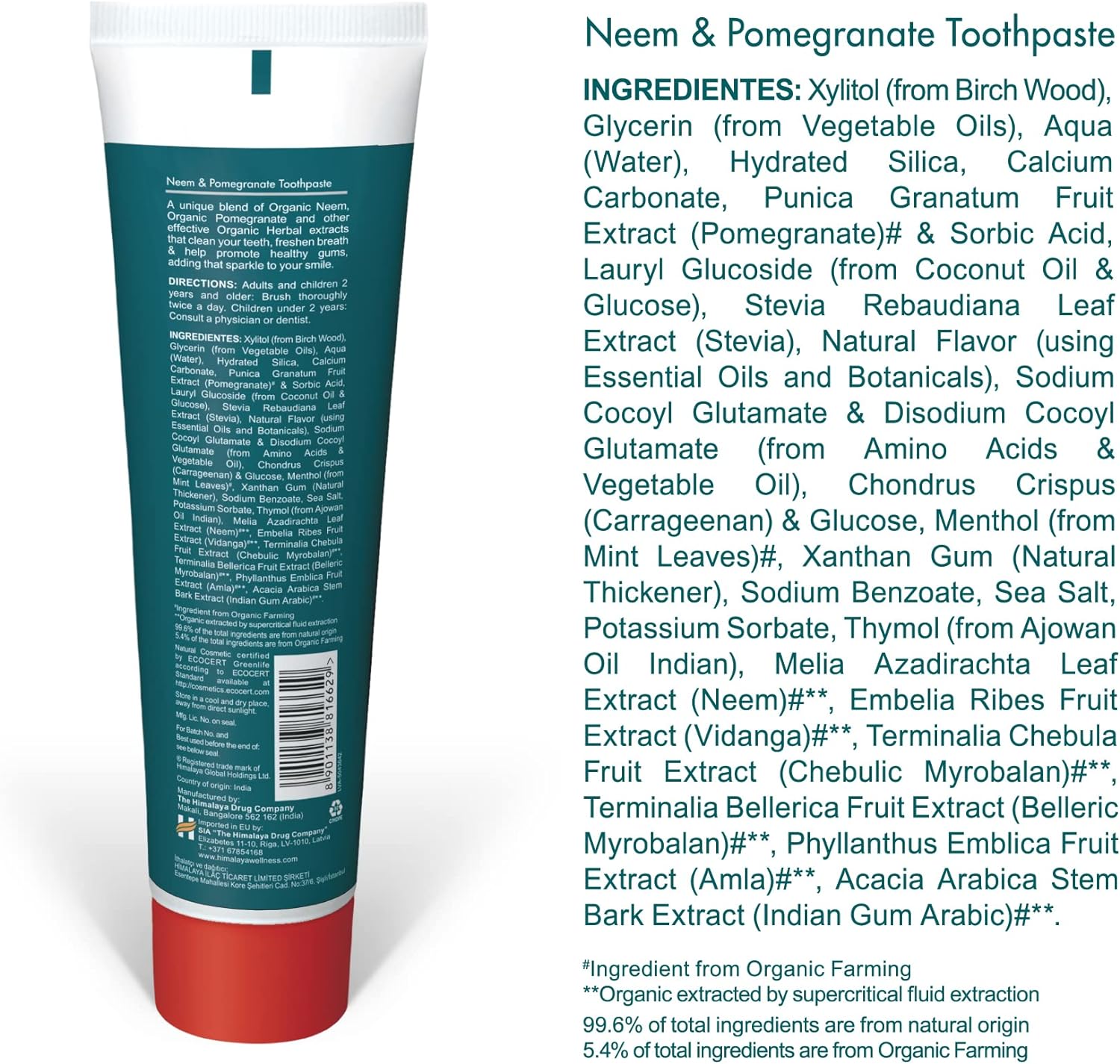 Himalaya Neem and Pomegranate Organic Toothpaste - 150g