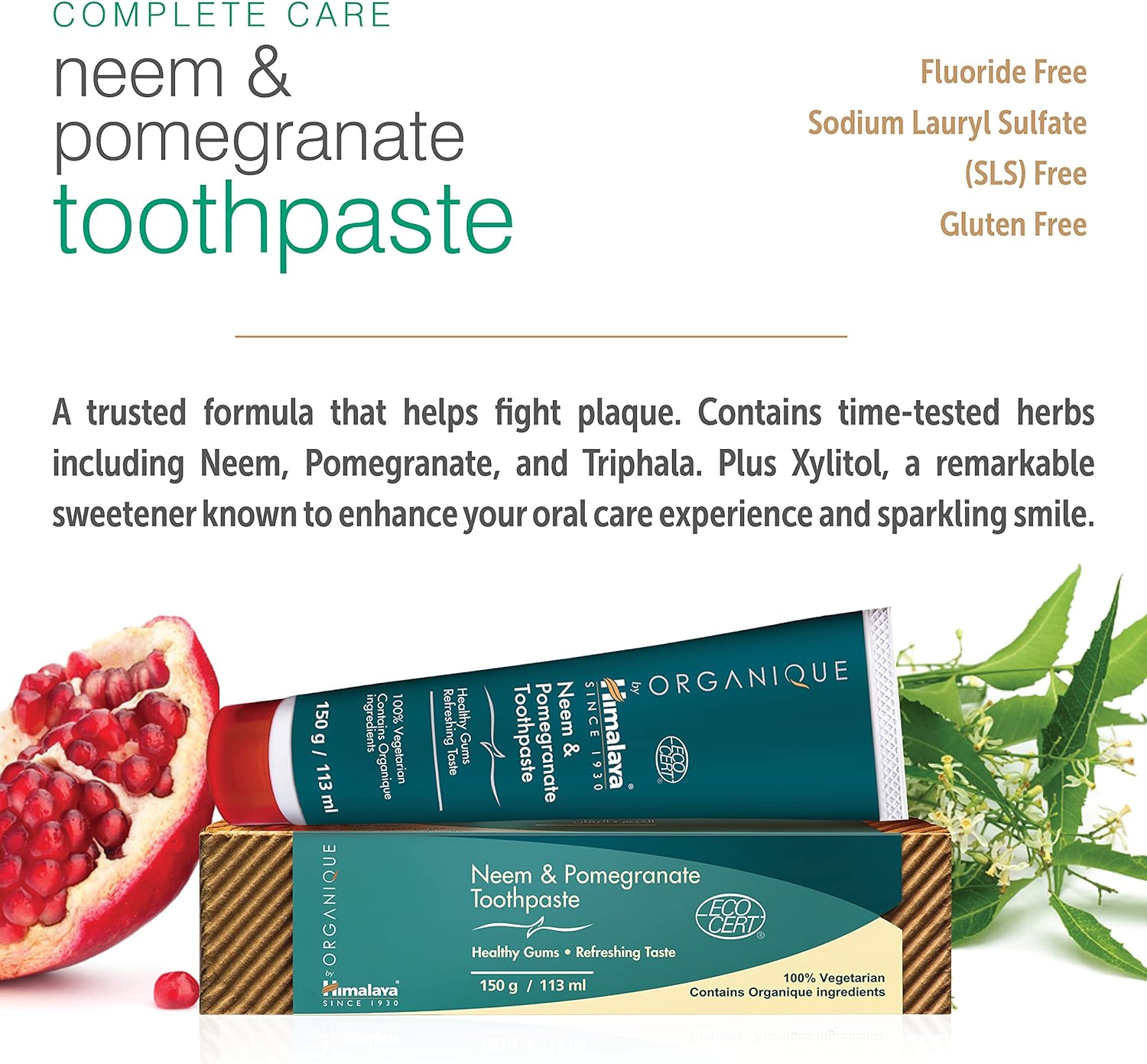 Himalaya Neem and Pomegranate Organic Toothpaste - 150g