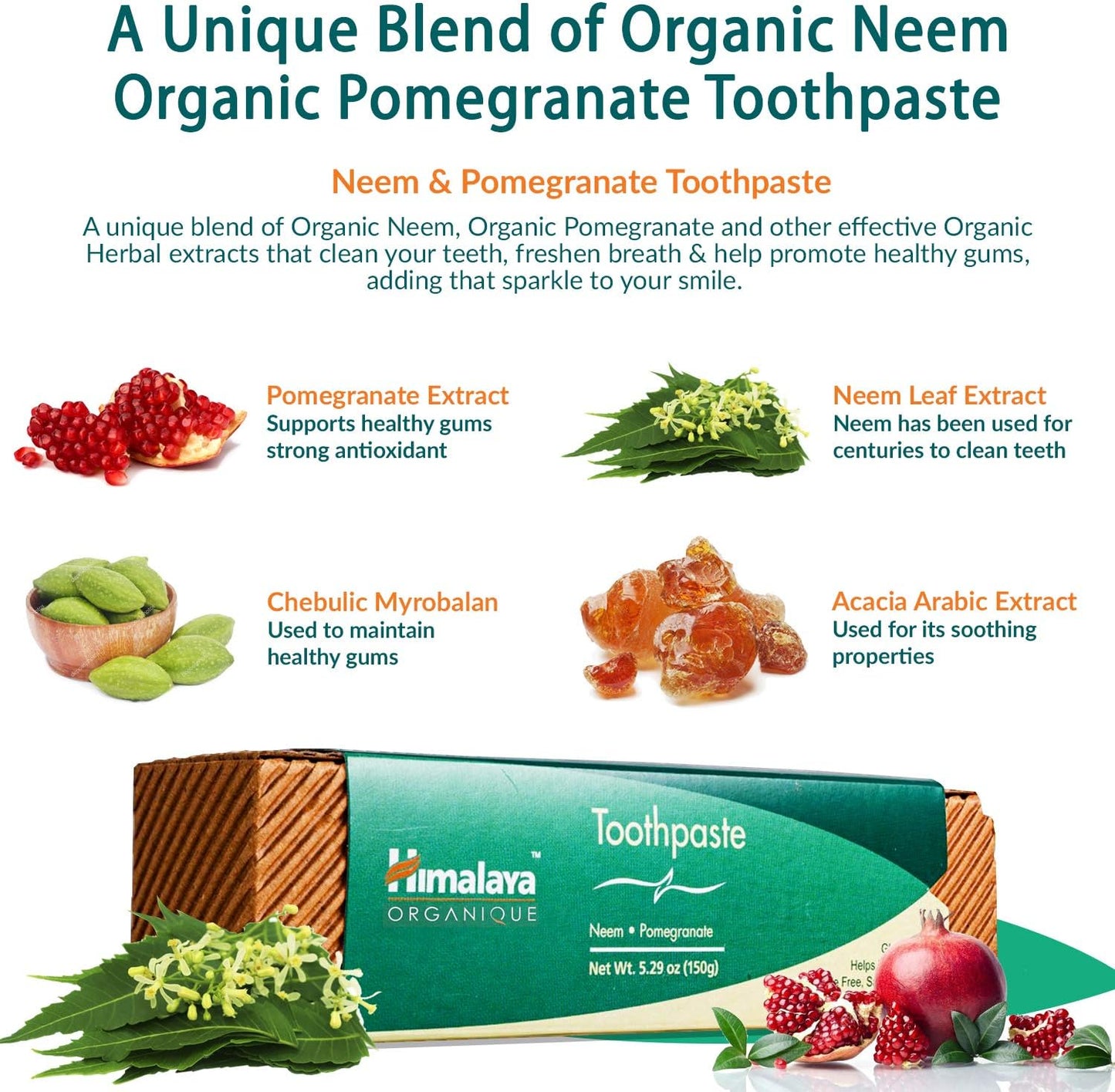 Himalaya Neem and Pomegranate Organic Toothpaste - 150g