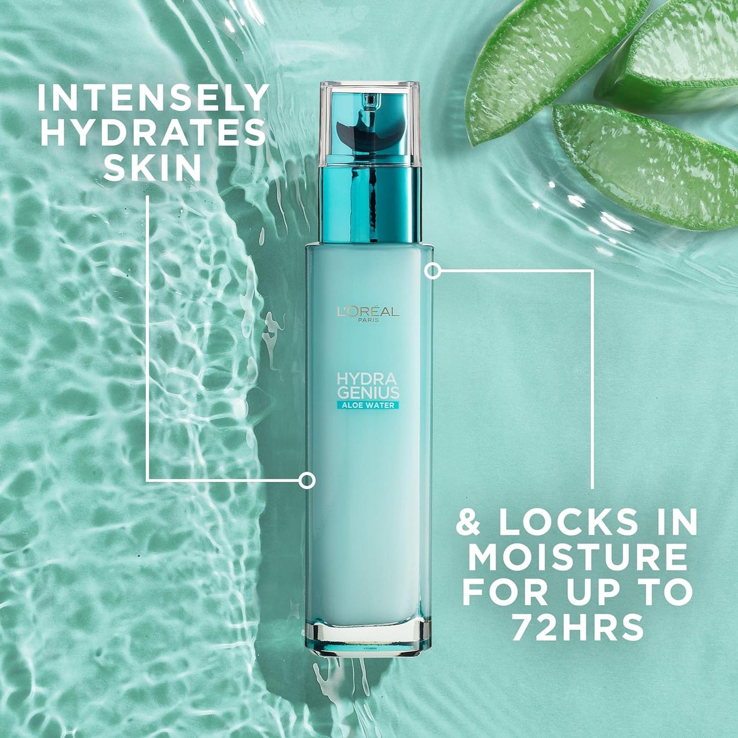 L'Oreal Paris Hydra Genius Hyaluronic Acid + Aloe Liquid Hydrating Moisturiser, Rehydrating and Reinvigorating Face Serum for Normal to Combination Skin [70ml]