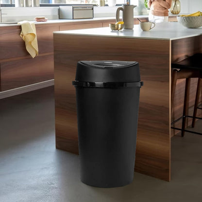 KITCHEN BIN Touch Top Bin a versatile and sleek solution to your waste disposal needs. Ideal for home, office, school, kitchen, or bathroom use, this freestanding round bin boasts a generous 45-litre capacity, ensuring you have ample space for daily waste.