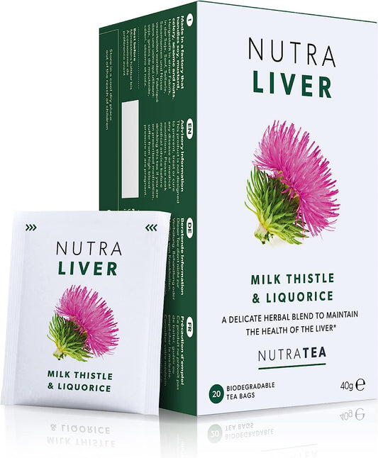 Liver Support Tea | Liver Detox Tea | Providing a Liver Cleanse, Detox And Repair - Milk Thistle & Turmeric Providing a Liver NUTRALIVER 20 Tea Bags