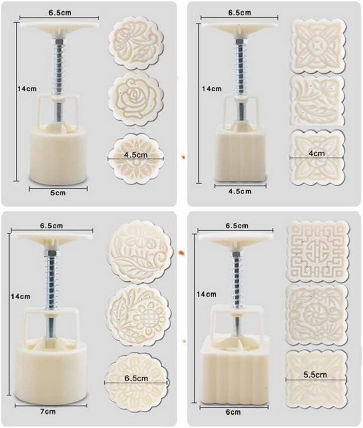 Moon Cake Mold Baking Mold Christmas Cookie Maker Tool 4 Set with 12 Stamps