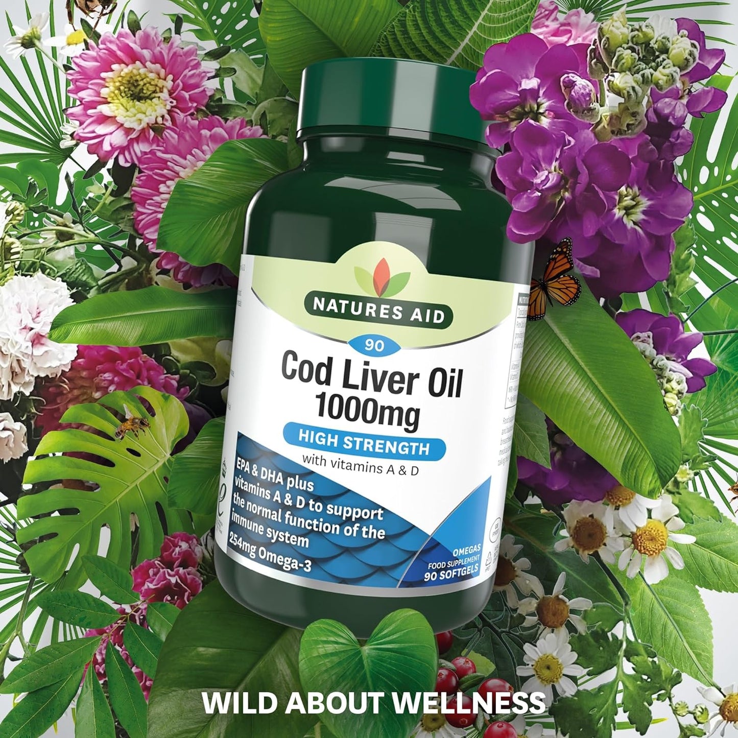 Natures Aid Cod Liver Oil, 1000 mg, 90 Softgel Capsules (High Strength, 254 mg