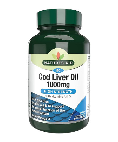 Natures Aid Cod Liver Oil, 1000 mg, 90 Softgel Capsules (High Strength, 254 mg