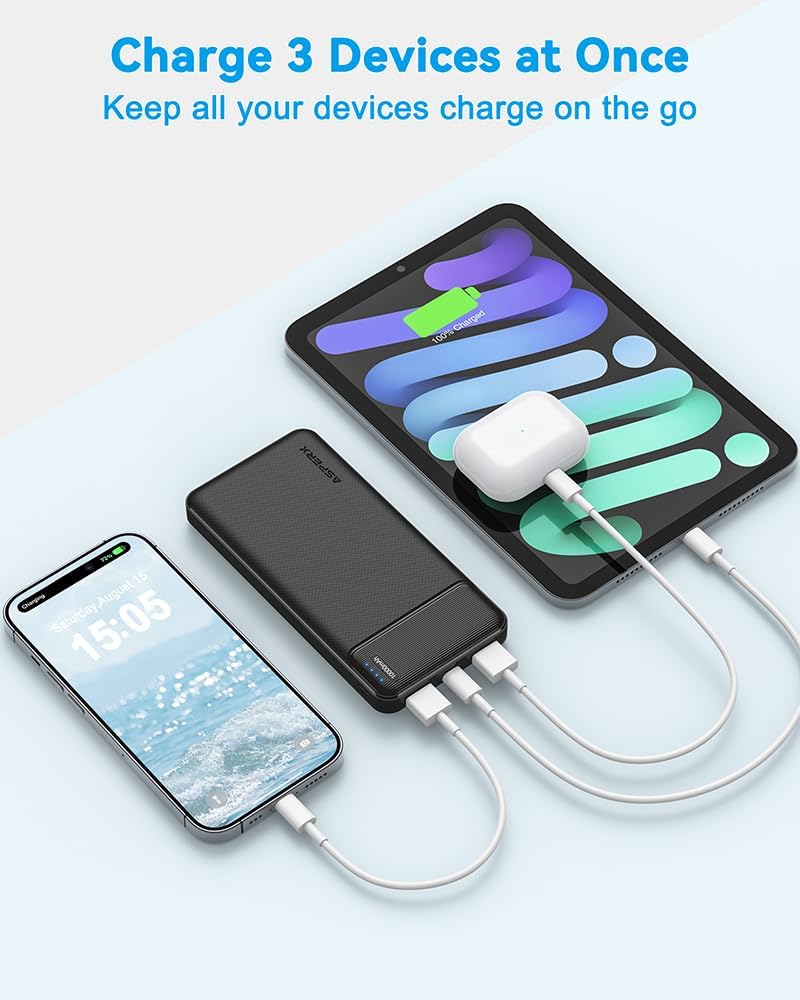 Power Bank Portable Charger Fast Charging 10000mAh, AsperX 2-Pack,USB C Input and Output.