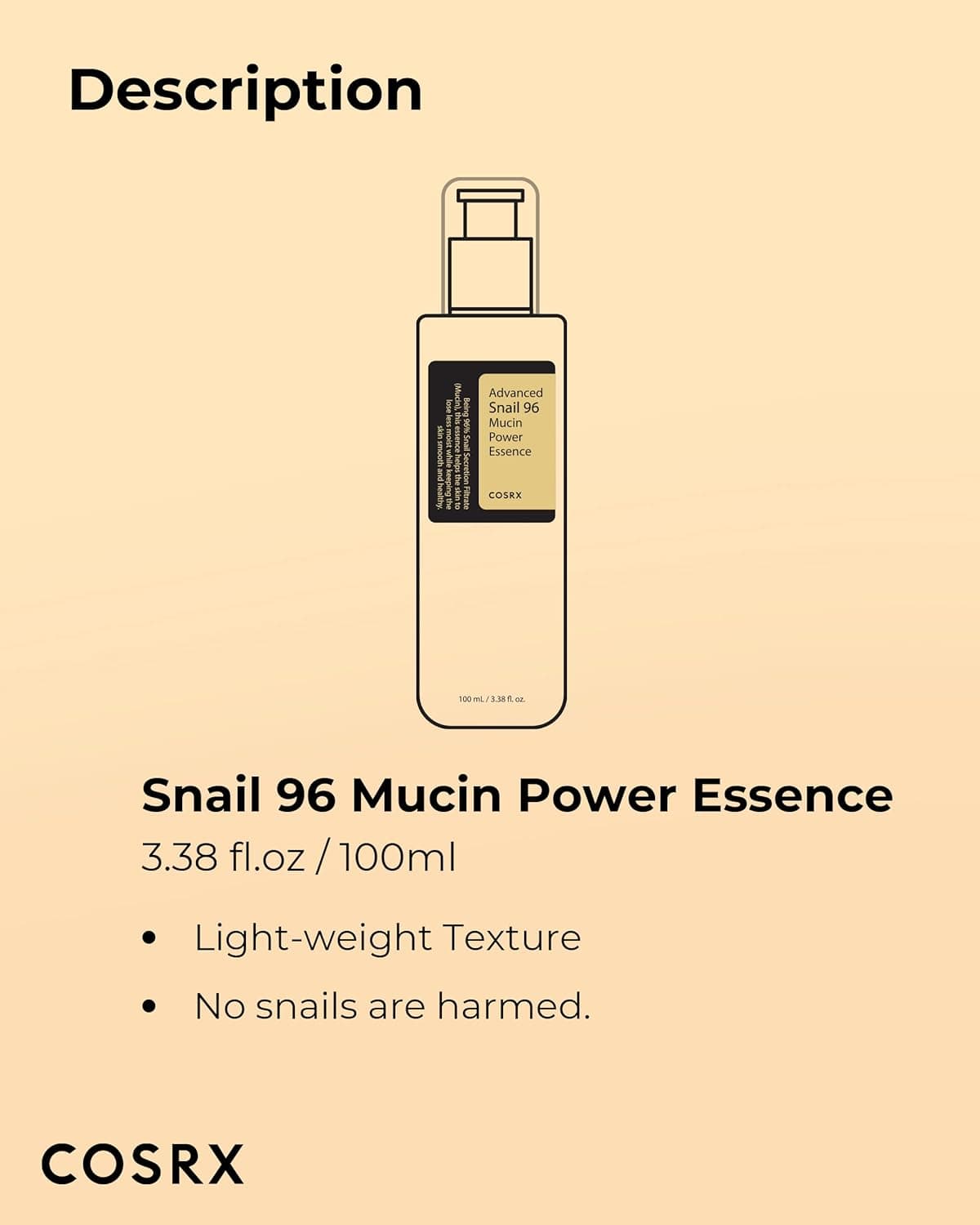 COSRX Advanced Snail 96 Mucin Power Essence 100ml | Snail Secretion Filtrate 96% | Skin Repair Serum | CPNP Registered | Korean Skin Care, Cruelty Free, Paraben Free