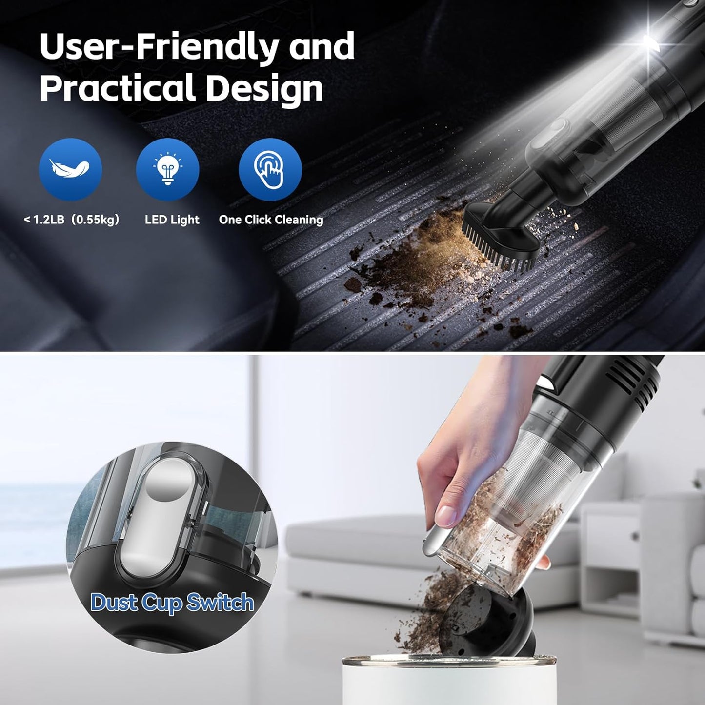 SIMWAL Handheld Car Vacuum Cleaner Cordless