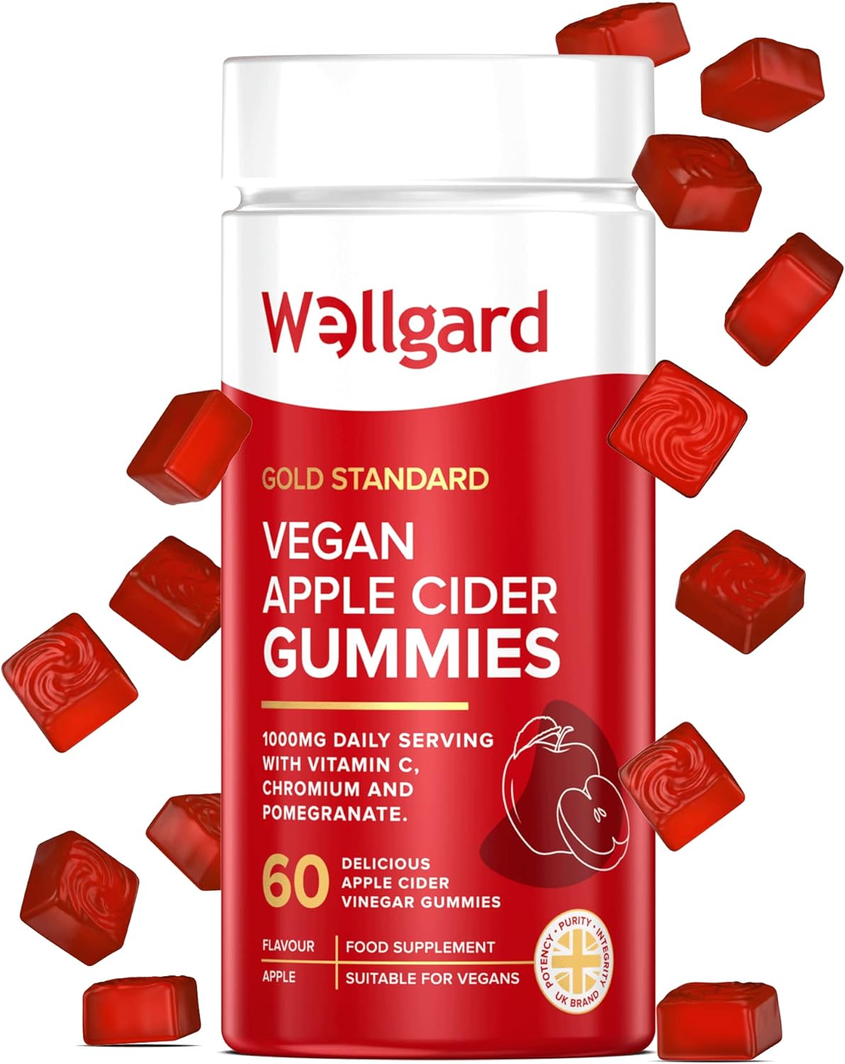 Vegan Apple Cider Vinegar Gummies,ACV Gummies with Vitamin Gold Standard 1000Mg