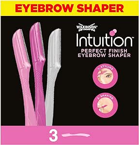 WILKINSON SWORD - Intuition Eyebrow Shaper for Women | Facial Hair Remover and Trimmer | Exfoliating Dermaplaning Tool | Pack of 3 Disposable Razors